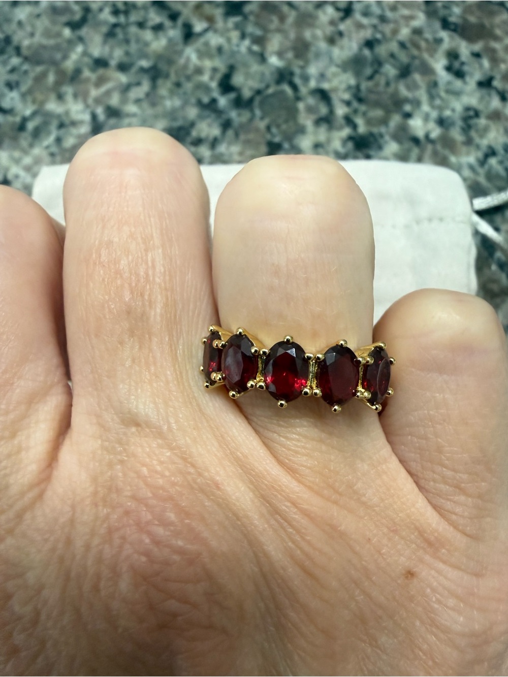 Kendra Scott Gold Ring with Red Stones - Picture 2 of 4